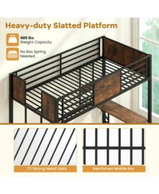 Loft Bed with Safety Guardrails and Ladder