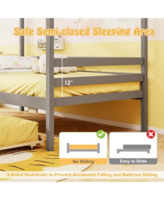 Kids House Bed Frame with Safety Rails