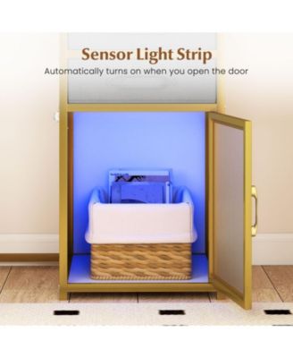 55 in Vanity Desk with Rotatable Lighted Mirror and Fabric Drawers