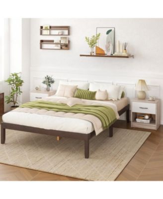 Compact Bedside Table with Drawer and Open Storage Shelf