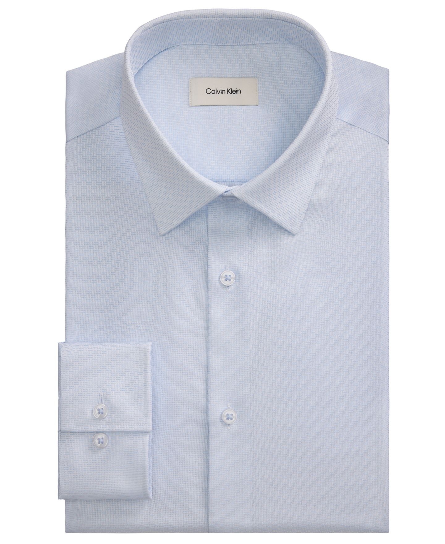 Мужская рубашка Calvin Klein Refined Cotton Stretch, Slim-Fit Dress Shirt, цвет: Синий — фото 3