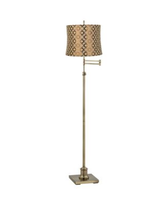 Swing Arm Floor Lamp Adjustable Height 70" Tall Antique Brass Copper Circles Drum Shade for Living Room Reading Bedroom Office