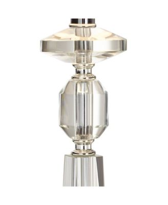 Traditional Glam Table Lamp with USB Charging Port 26.5" High Crystal Column  Drum Shade Living Room Bedroom House