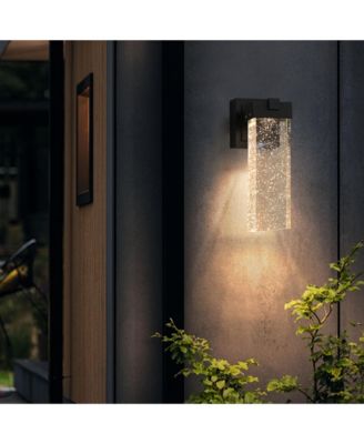 2-Pack Outdoor Wall Light Fixture, Weatherproof LED Wall Sconce with Bubble Crystal and Light Sensor - 12W Per Lamp