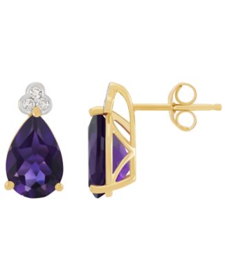 Amethyst (2-1/5 ct. t.w.) & Diamond Accent Stud Earrings in 14k Yellow Gold (Also Available in Multi-Stones)