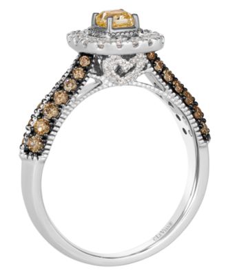 Vanilla Diamond (0.22 ct. t.w.), Sunny Yellow Diamond (0.23 ct. t.w.) & Chocolate Diamond (0.37 ct. t.w.) Ring in 14k Two-Tone Gold