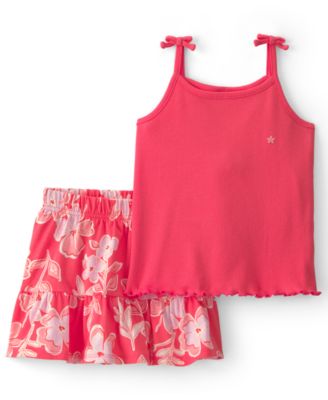 Girls' 2T-5T Floral Top and Skirt, 2-Piece Set