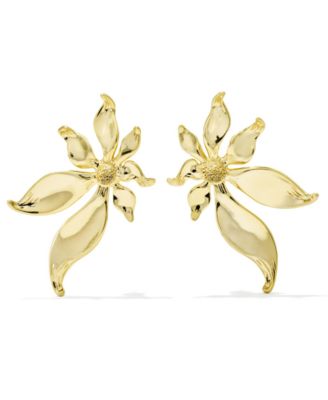 14k Gold Over Brass Scott Flower Stud Earrings