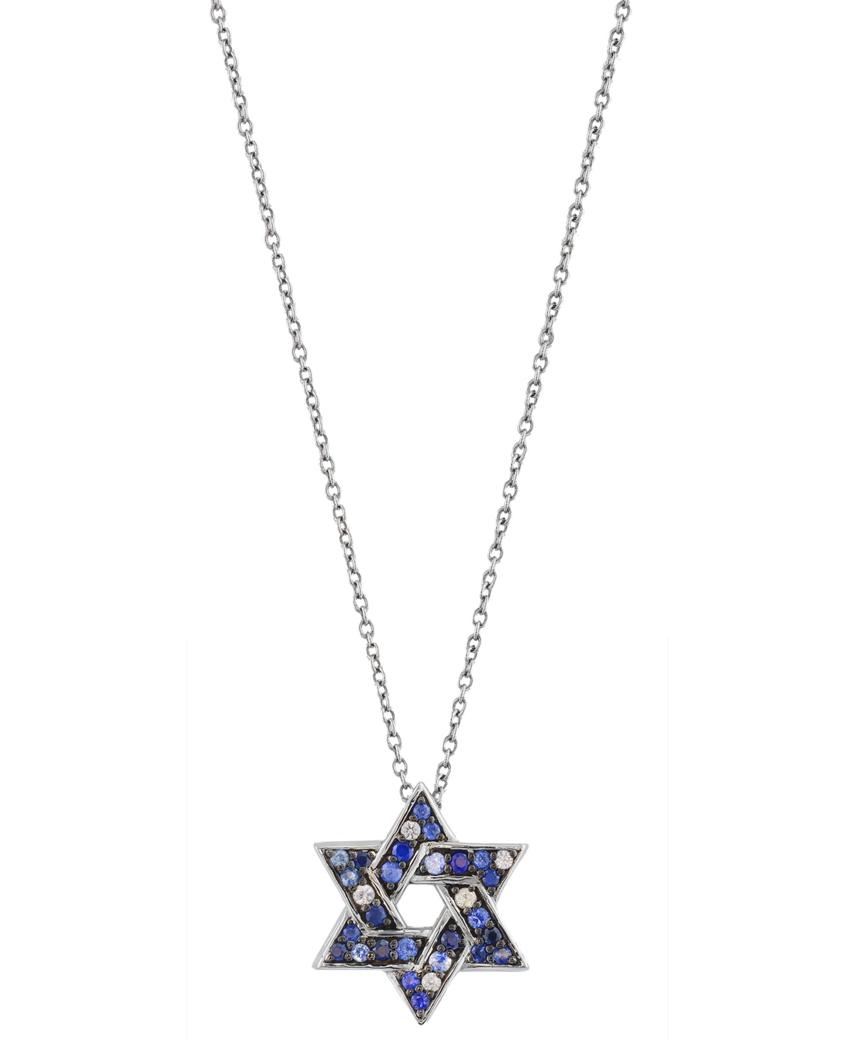 Effy Collection White Sapphire (1/20 ct. t.w.) & Blue Sapphire (1/3 ct. t.w.) Pendant Necklace in Sterling Silver with Black Rhodium - Silver