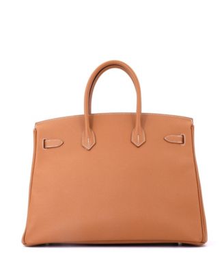 Birkin 35 Handbag Brown Epsom with Palladium Hardware