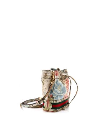 Mini Ophidia Bucket Bag Water Flora GG Coated Canvas