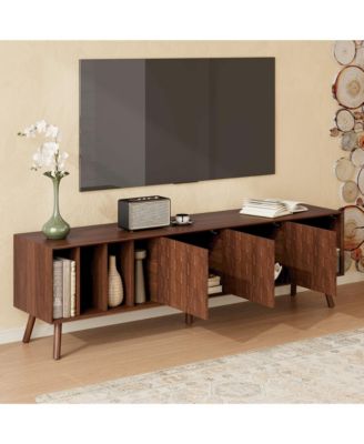 70" TV Stand for TVs , Media Console Table with 3 Doors and Vertical Open Shelves, Modern Entertainment Center for Living Room