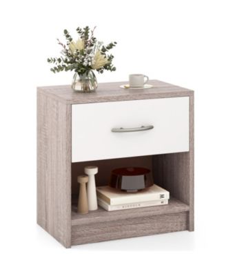 Bedside Table Nightstand with Drawer and Open Shelf