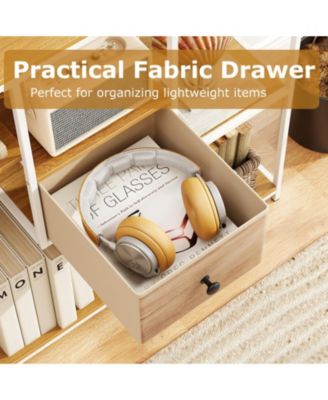 40 in Console Table with Fabric Drawer and 4 Staggered Open Shelves