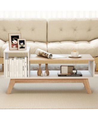 43 in Stepped-Top Coffee Table with Color Block Design and Storage