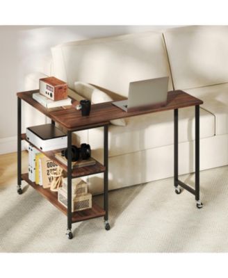 360-Degree Rotating Sofa Side Table with Wheels and Storage, 40-60 in