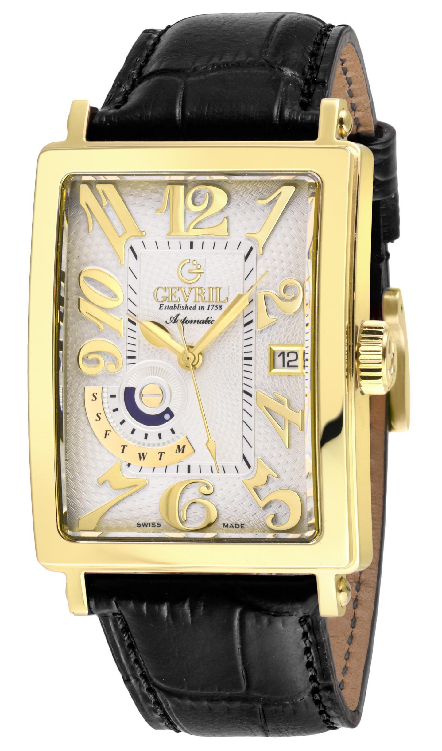 Мужские часы Gevril Avenue of Americas Swiss Automatic Leather Strap Watch — фото 1