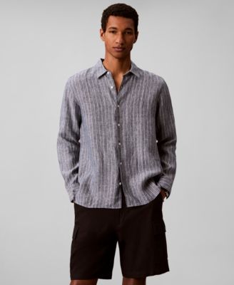 Men's Yarn-Dyed Pinstripe Linen Classic Shirt