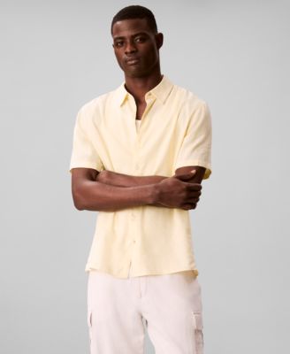 Men's Linen-Blend Classic Button-Down Shirt