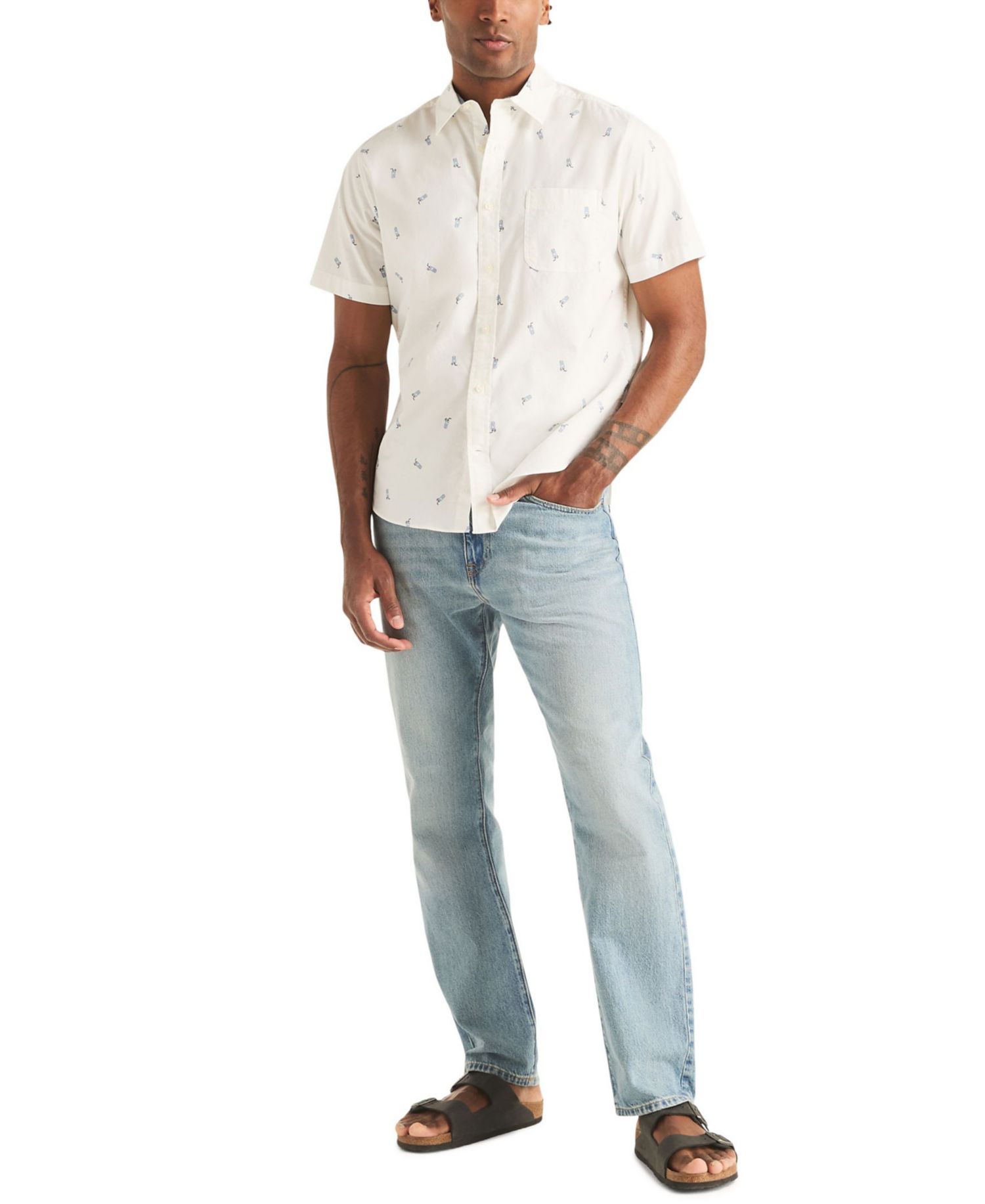 Men's Short-Sleeve Oxford Print Shirt