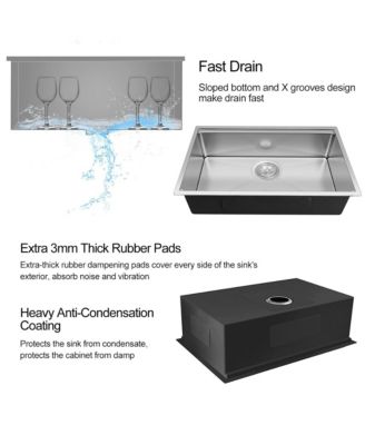 32 x 18 inch Undermount Workstation Sink, Stainless Steel Single Bowl Kitchen Sink 18 Gauge
