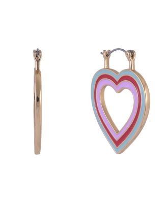 Enamel Heart Hoop Earrings