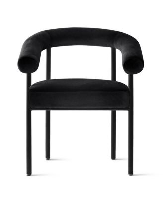 Set of 2 Velvet Upholstered Dining Armchairs Curved Arms Metal Frame