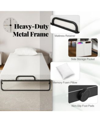 Twin Rollaway Guest Folding Bed with Memory Foam Mattress