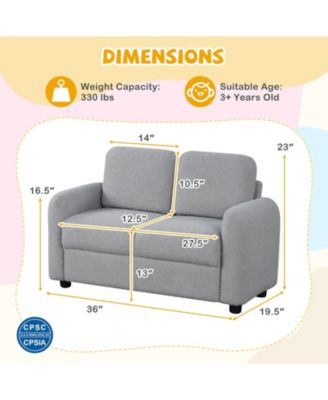 Two Seat Kids Sofa with Soft Upholstery and Wooden Frame