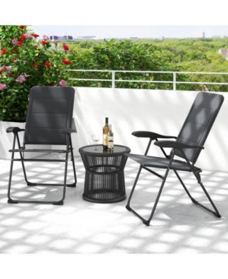 Two Piece Outdoor Folding Patio Chairs with Adjustable Backrest