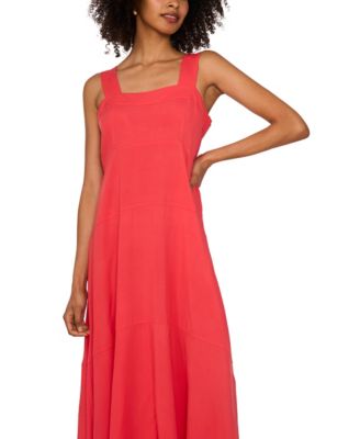 Women's Challis Square-Neck Smocked-Back Sleeveless Maxi Dress