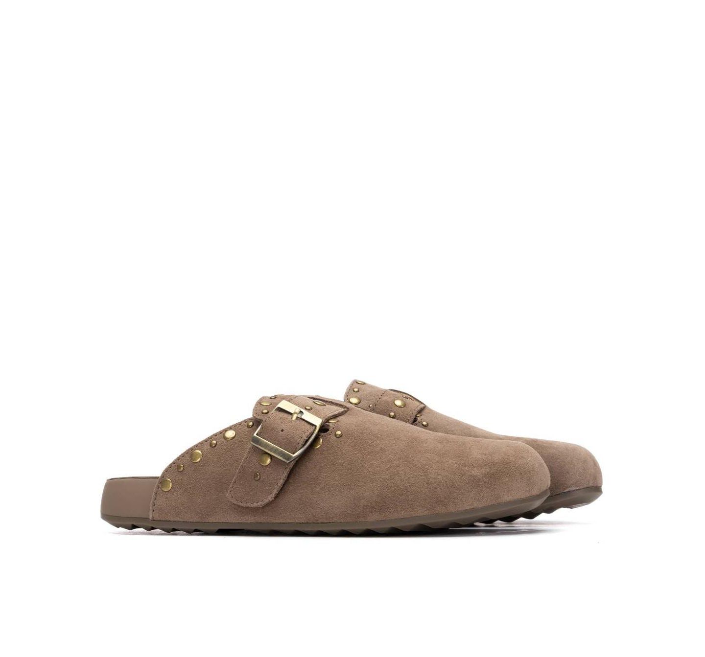 Женские сабо XTI Suede Clog Mule Flats, цвет: Бежевый — фото 4