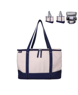 Rectangular Large Cooler Bag Insulated 8 Gal, Canvas Soft Cooler with Tote Handles and Zip Closure