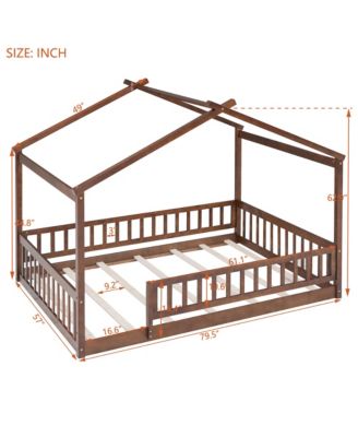 Full Size Wood House Bed Fence