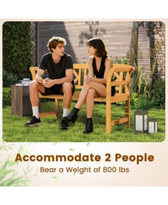 Acacia Wood 2-Seat Patio Loveseat for Outdoor Seating