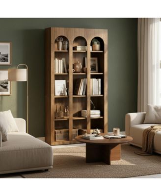 Vintage 5-Tier Arched Bookcase Open Storage Shelves for Living Room Bedroom Home Office