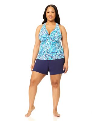 Plus Size H-Back V-Neck Underwire Tankini Top