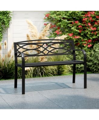 Steel Frame Outdoor Patio Bench 19-Inch