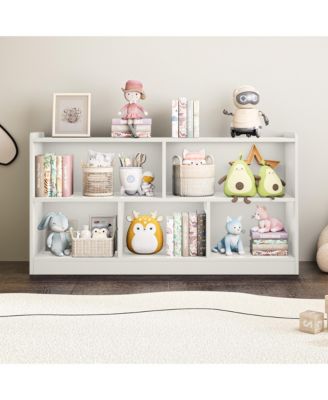 5 Cube Kids Bookcase - Wooden 2-Tier Storage Cabinet, Open Display Book Shelf for Nursery, School Classroom, Playroom