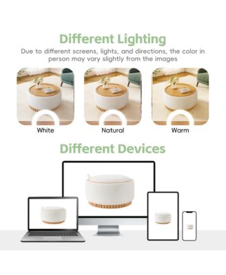 29" Round Storage Ottoman - Coffee Table with Reversible Lid, Wood Frame, Boucle Fabric Footrest for Living Room