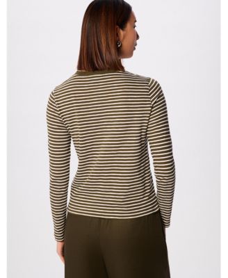 Women's Stripe Crew Neck Pocket Top