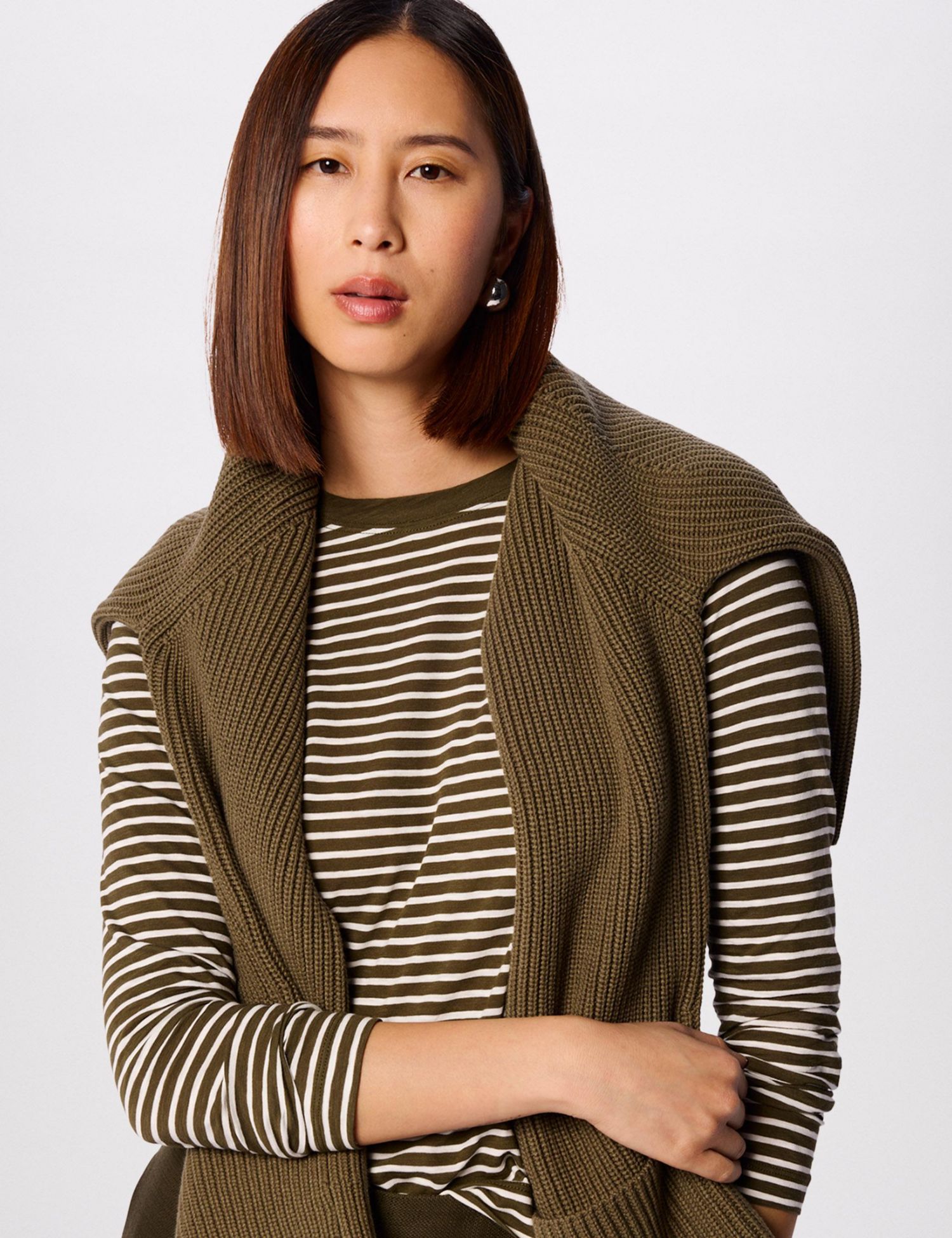 Women's Stripe Crew Neck Pocket Top