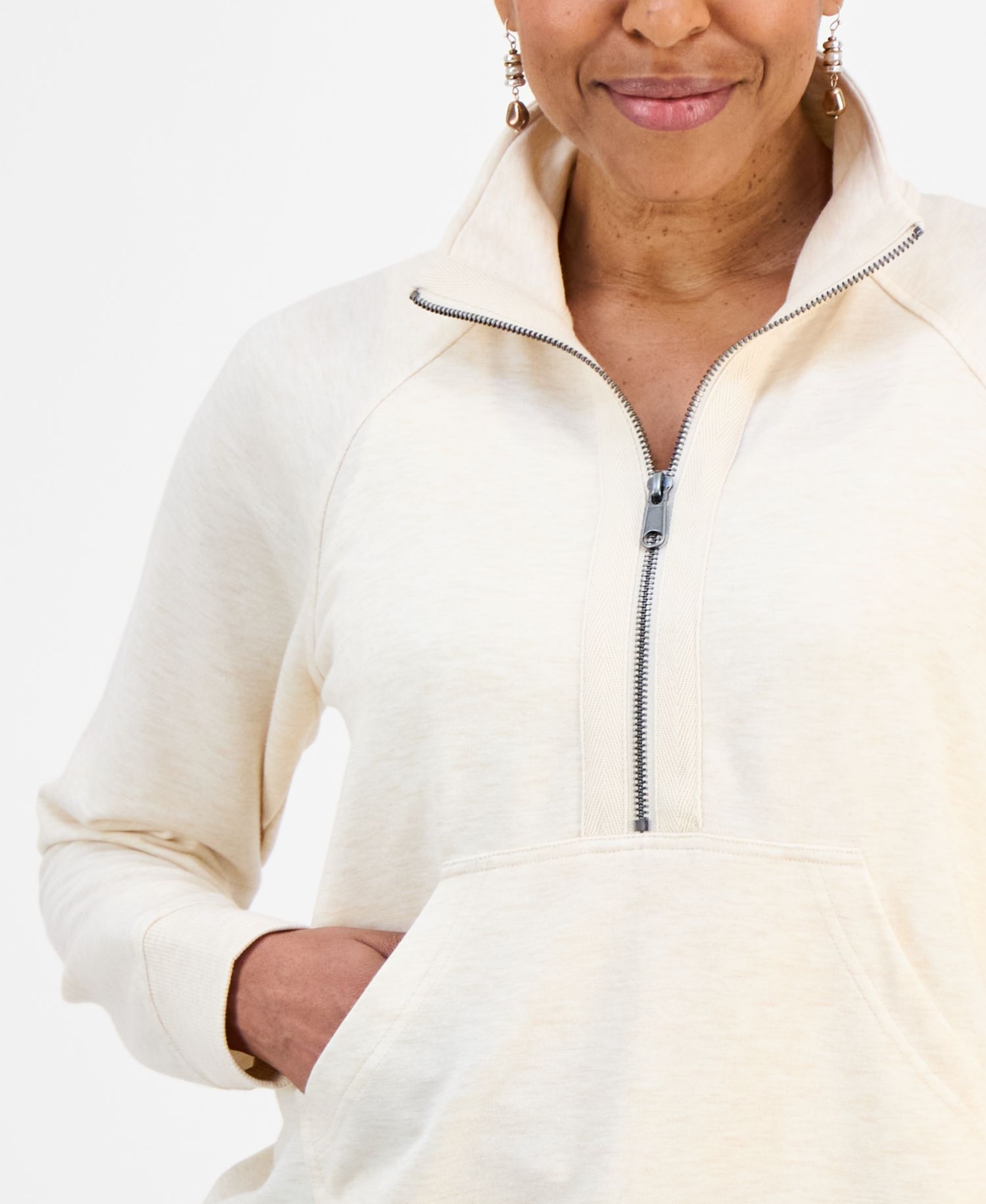 Petite LuxLounge Fleece French Terry Half-Zip Sweatshirt