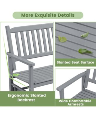 Poplar Wood Patio Glider Bench 2-Person with Slatted Seat
