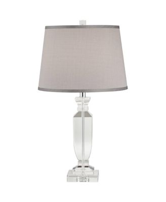 Sherry 25" High Modern Table Lamp USB Dimmer Crystal Single Gray Shade Living Room Charging Bedroom Bedside