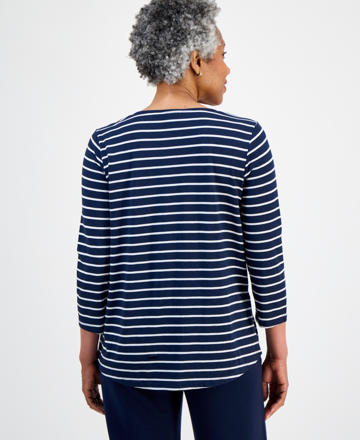 Style & Co Petite Notch-Neck Long-Sleeve Pintuck Top, Macy's Exclusive