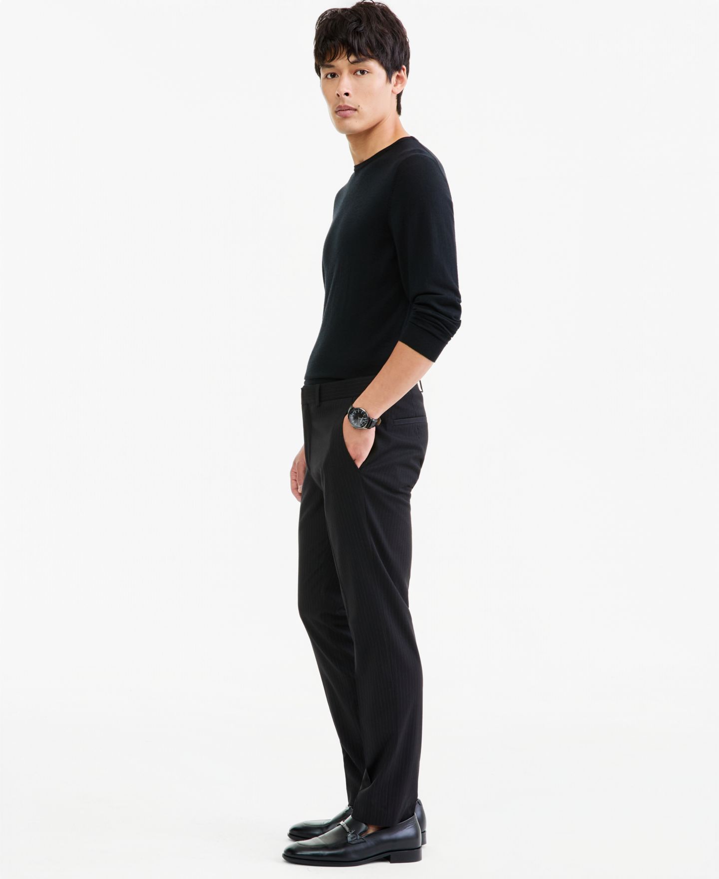 Мужские брюки Kenneth Cole Reaction Slim-Fit Black Pinstripe Techni-Cole Suit Separate, цвет: Чёрный — фото 2