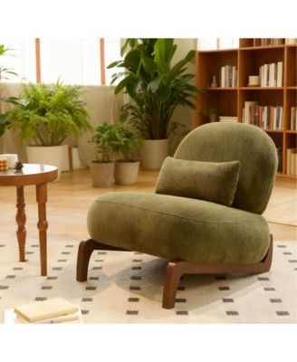 Velvet Accent Chair, Comfy Reading Chair, Living Room Chair with Solid Wood Legs and Soft Cushion for Bedroom, Balcony