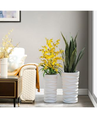 Set of 2 Waves Tall Round MgO Planters
