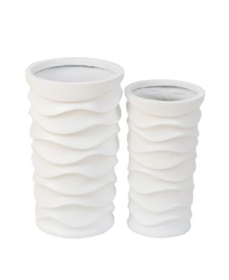 Set of 2 Waves Tall Round MgO Planters